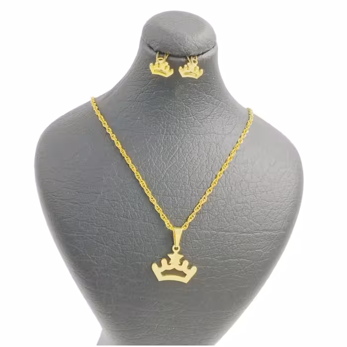 نیم ست استیل طرح تاج ضد حساسیت رنگ ثابت طراحی شیک 