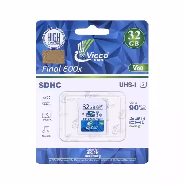 کارت حافظه اس دی 32 گیگ ویکومن Vicco Man Final 600x U3 90MB/s