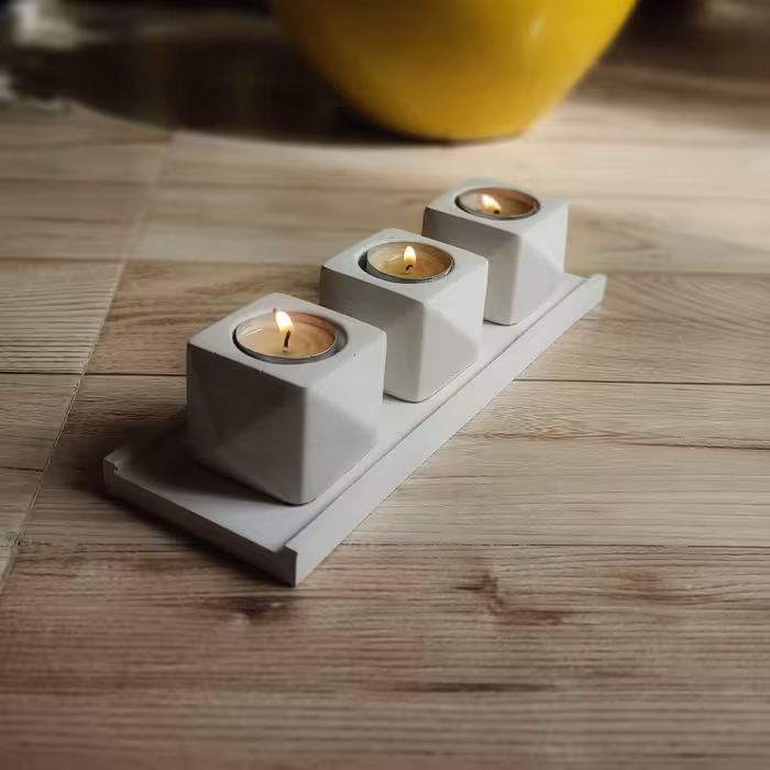 ست 4 تکه جا شمعی بتنی