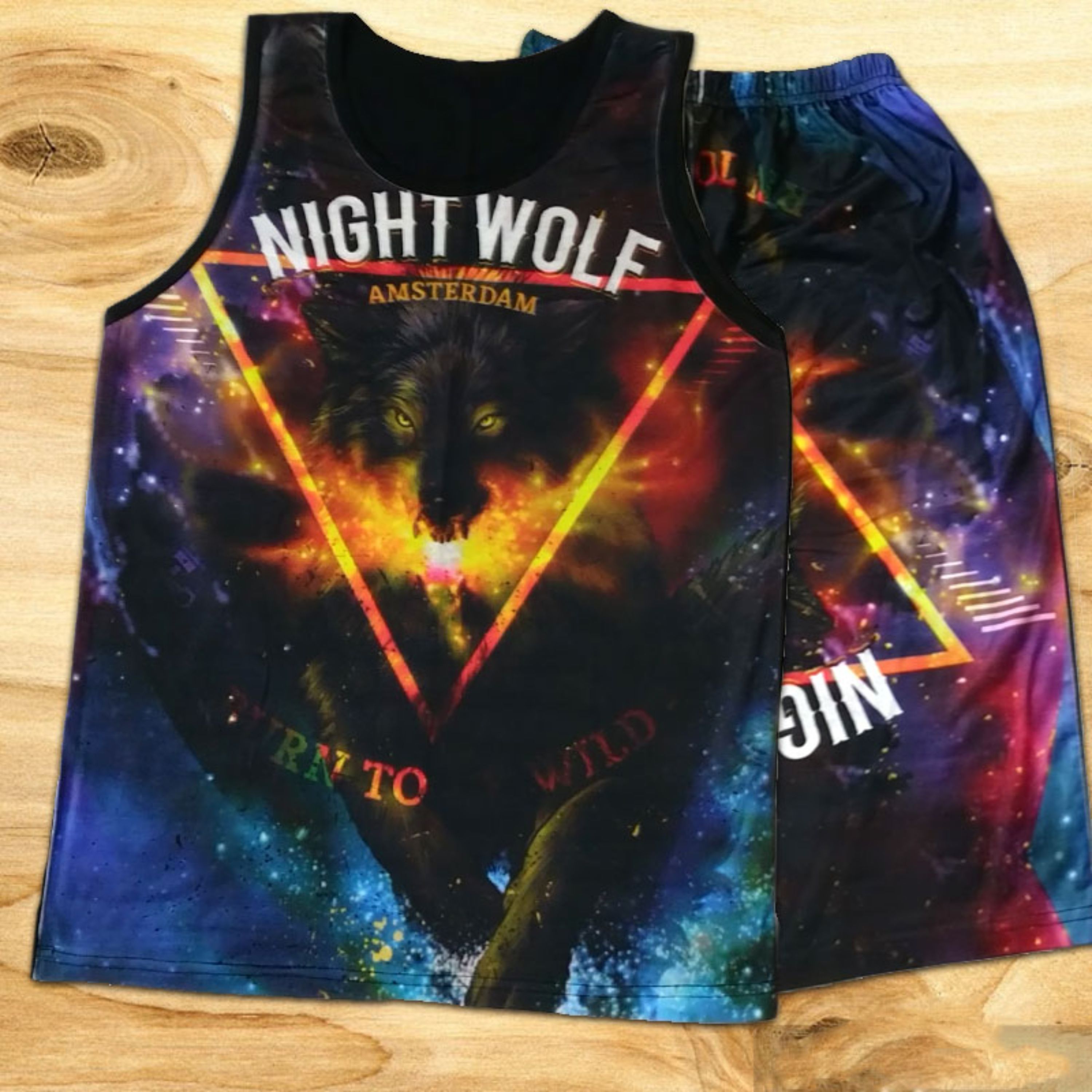 رکابی شلوارک مردانه طرح night wolf