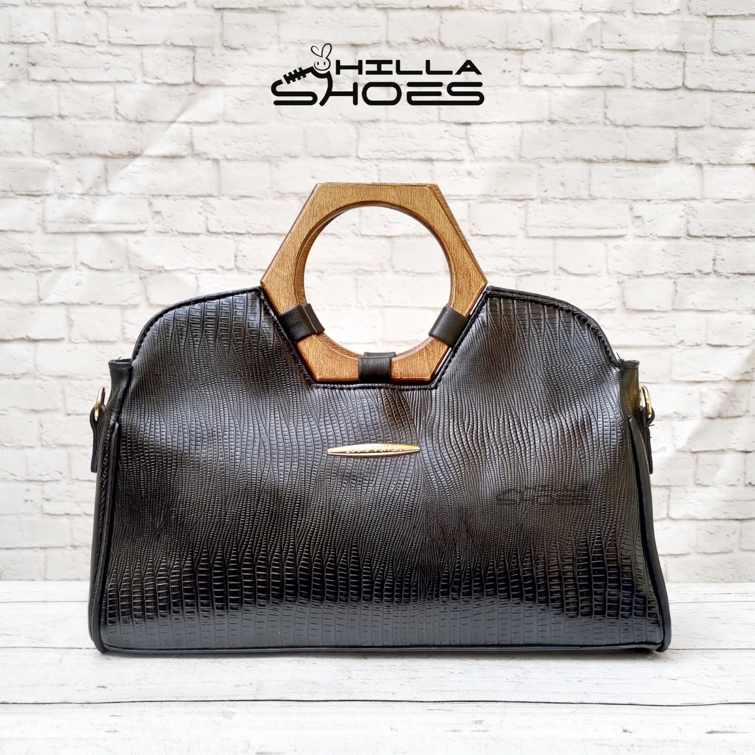 کیف زنانه چرم طرح دسته چوبی 5 ضلعی کد 162