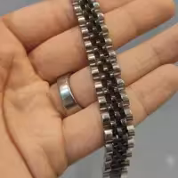 دستبند رولکس نقره ای مشکی سایز12میل