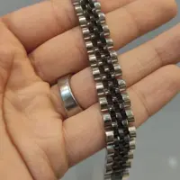 دستبند رولکس نقره ای مشکی سایز12میل