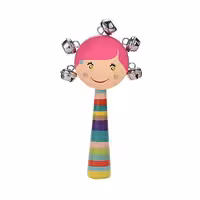 اسباب بازی چوبی جغجغه کودک رنگ صورتی مدل P/7790/G