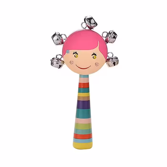 اسباب بازی چوبی جغجغه کودک رنگ صورتی مدل P/7790/G