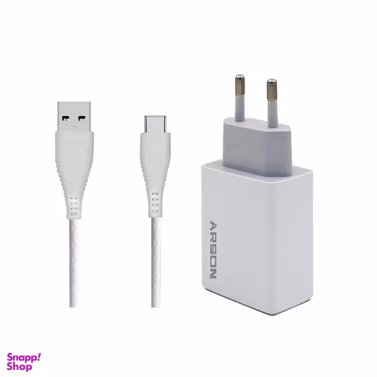 شارژر دیواری آرسون (Arson) مدل AN-W3A به همراه کابل تبدیل USB-C