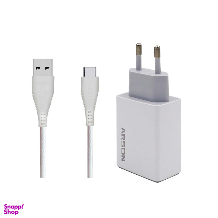 شارژر دیواری آرسون (Arson) مدل AN-W3A به همراه کابل تبدیل USB-C