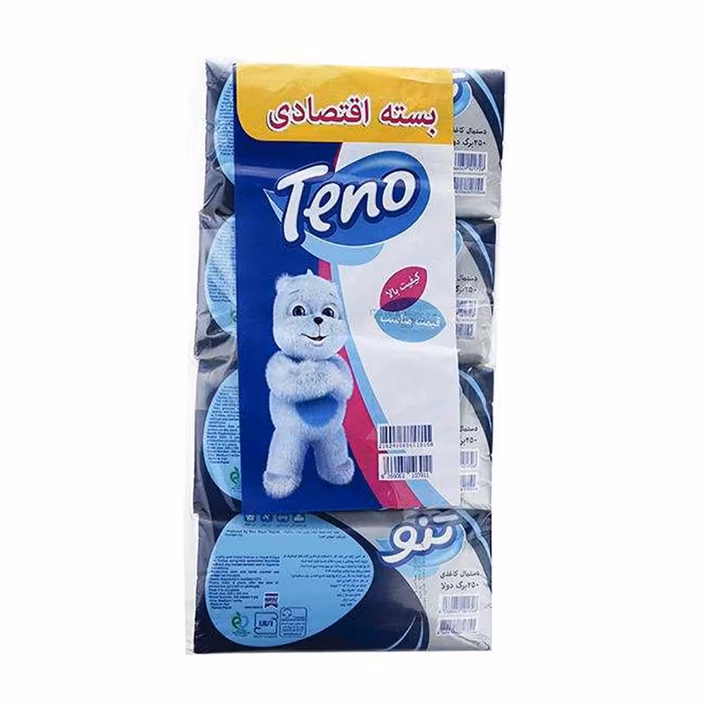 دستمال کاغذی 250 برگ تنو Teno مدل Soft بسته 8 عددی