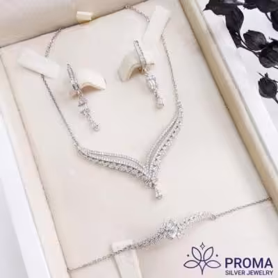 ست نقره زنانه عروس مدل PRM67