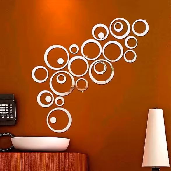 آینه دکوراتیو،جنس مولتی استایل، طرح دیبا، 24 قطعه، در دو رنگ طلایی و نقره ای