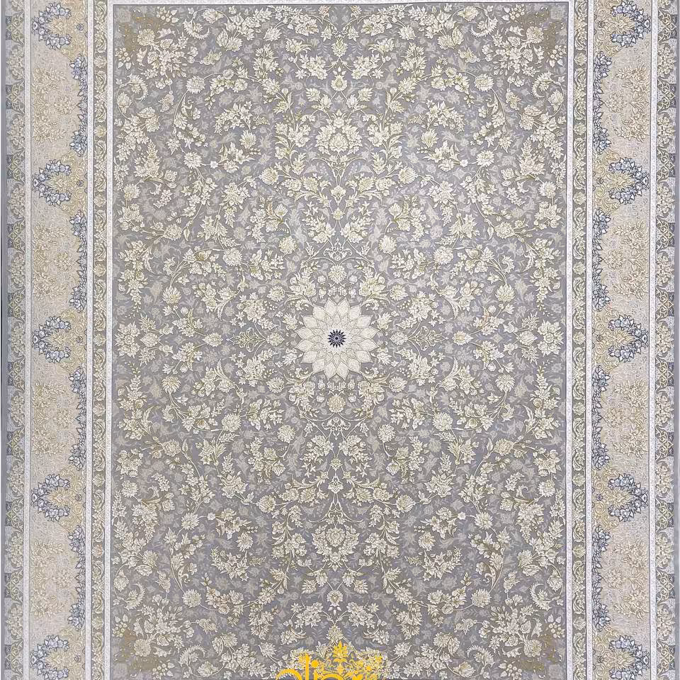 فرش 1200 شانه برجسته تراکم 3600 طرح پارلا نقره ایی