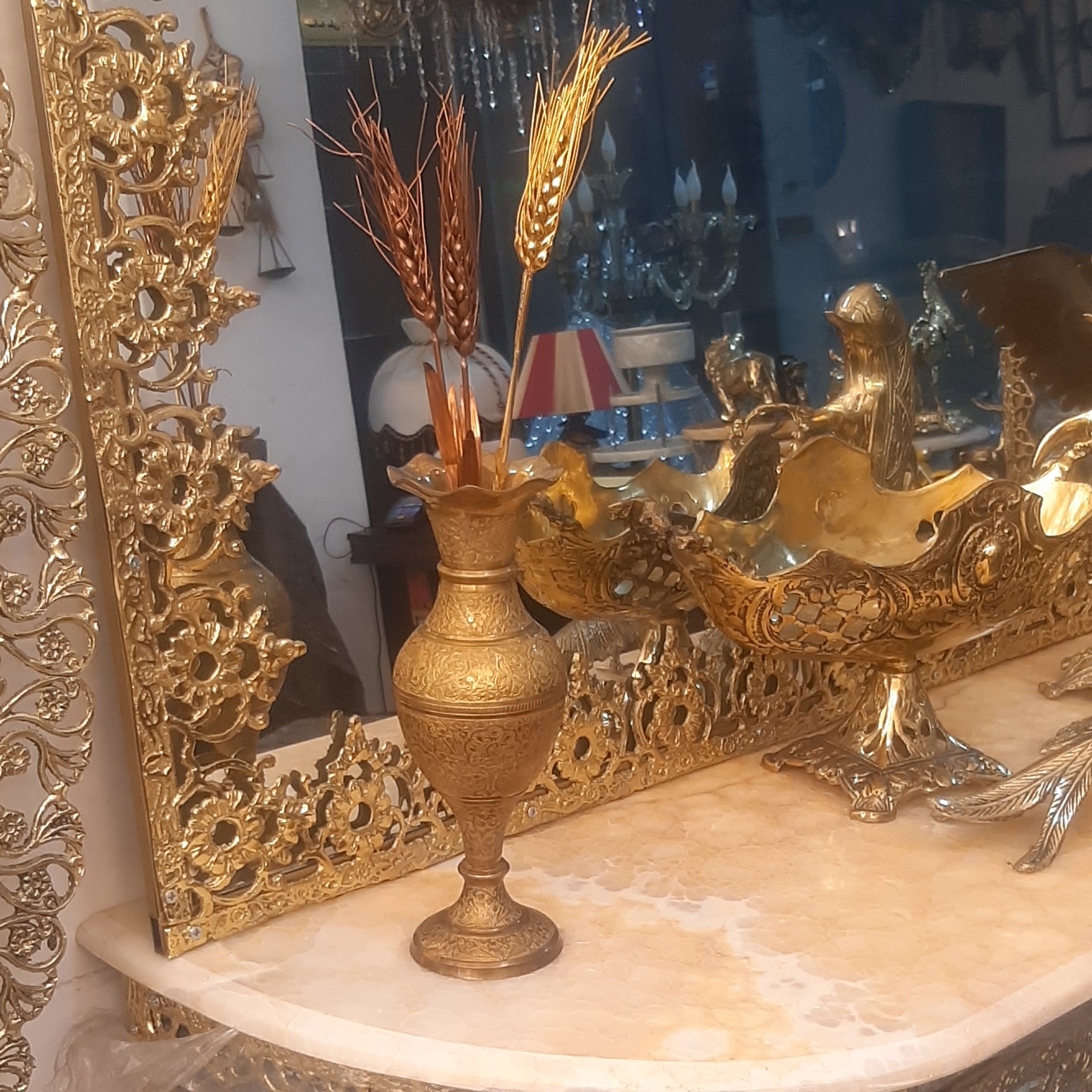 گلدان رومیزی برنجی zl00054