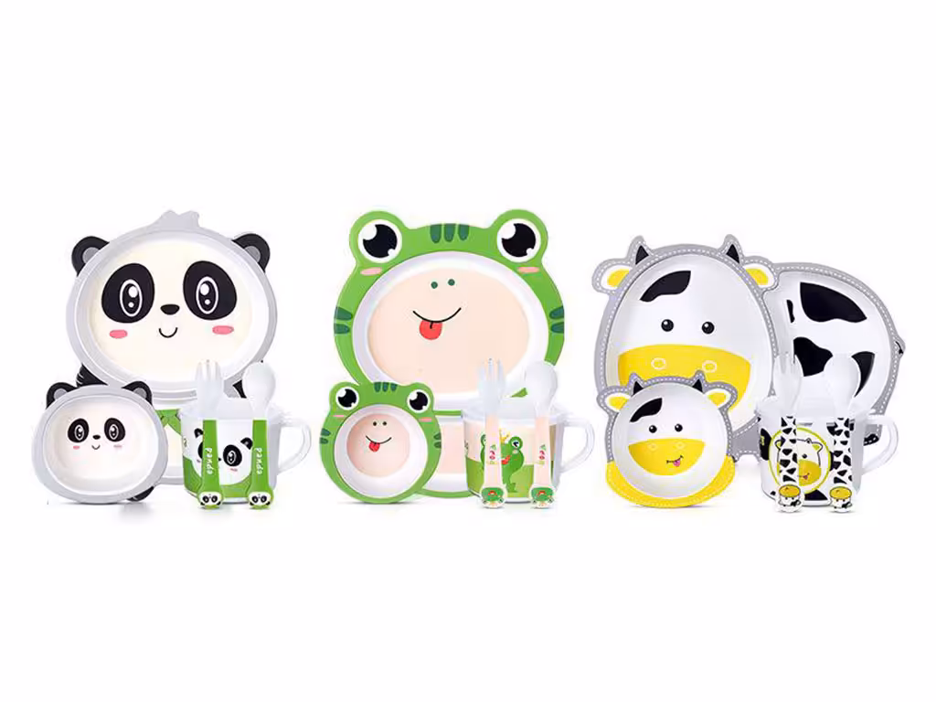 ست ظروف غذا خوری نوزاد و کودک 5 تکه بامبو اکو eco