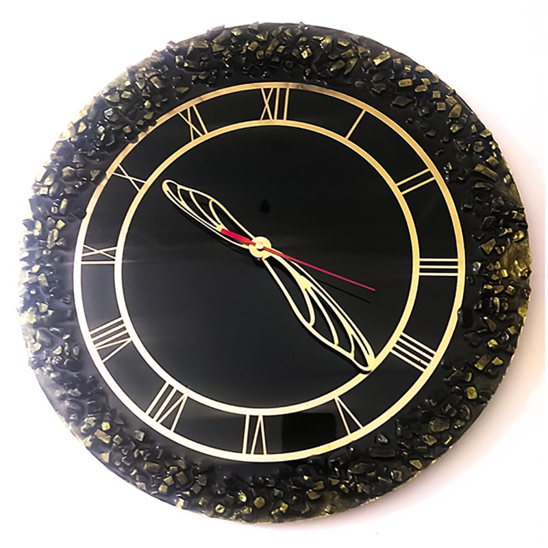 ساعت دیواری رزینی کار شده با کریستال قطر 30 سانت