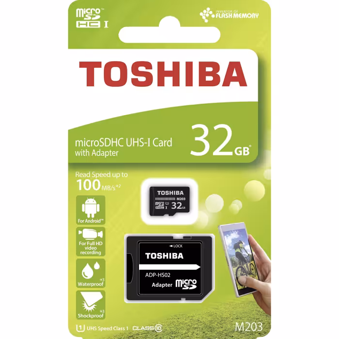 مموری میکرو اس دی توشیبا مدل UHS-1 Class10, M203 ظرفیت 32GBToshiba 32GB Microsdhc UHS-1 Class10 M203