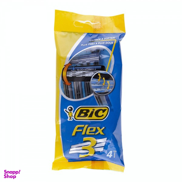 تیغ اصلاح آقایان بیک (Bic) مدل فلکس 3 تیغه بسته 4 عددی