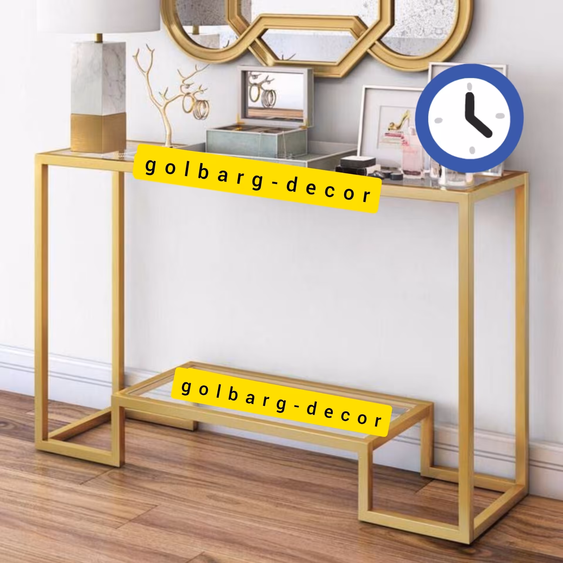 میز کنسول فلزی مدل دوطبقه(آبکاری فورتیک درجه 1)(ارسال با باربری و به صورت پس کرایه)

