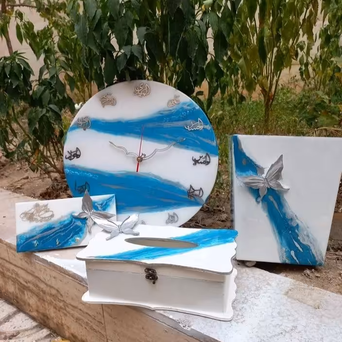 ست ساعت  ابی سفید