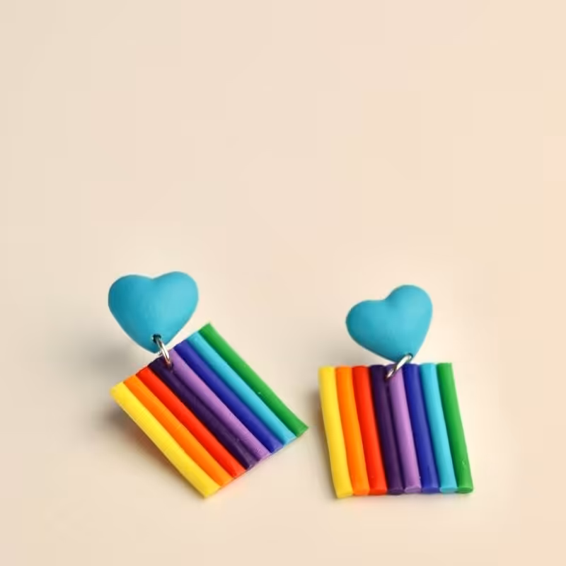 گوشواره رنگین کمان و قلب 