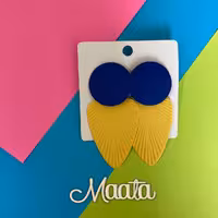 گوشواره میخی طرح هندسی - کد 1 آبی