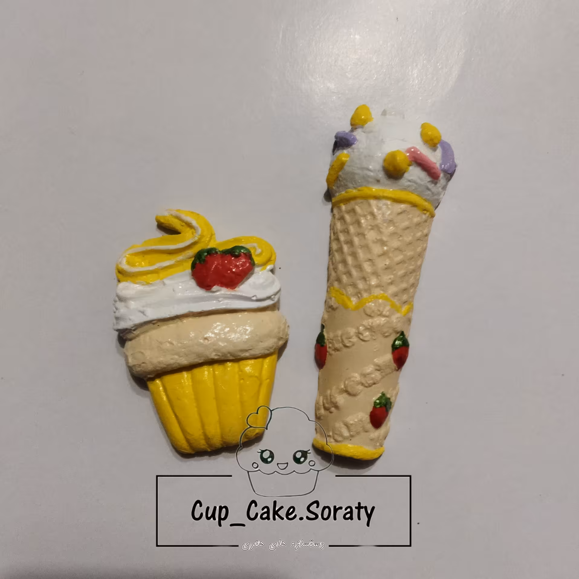 مگنت یخچال کاپ کیک بستنی 2عددی زرد کد2