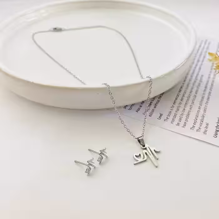 نیم ست استیل طرح ضربان قلب