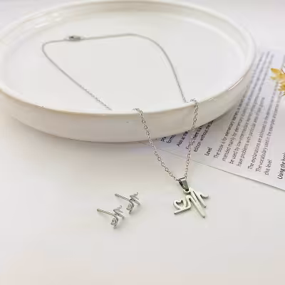 نیم ست استیل طرح ضربان قلب