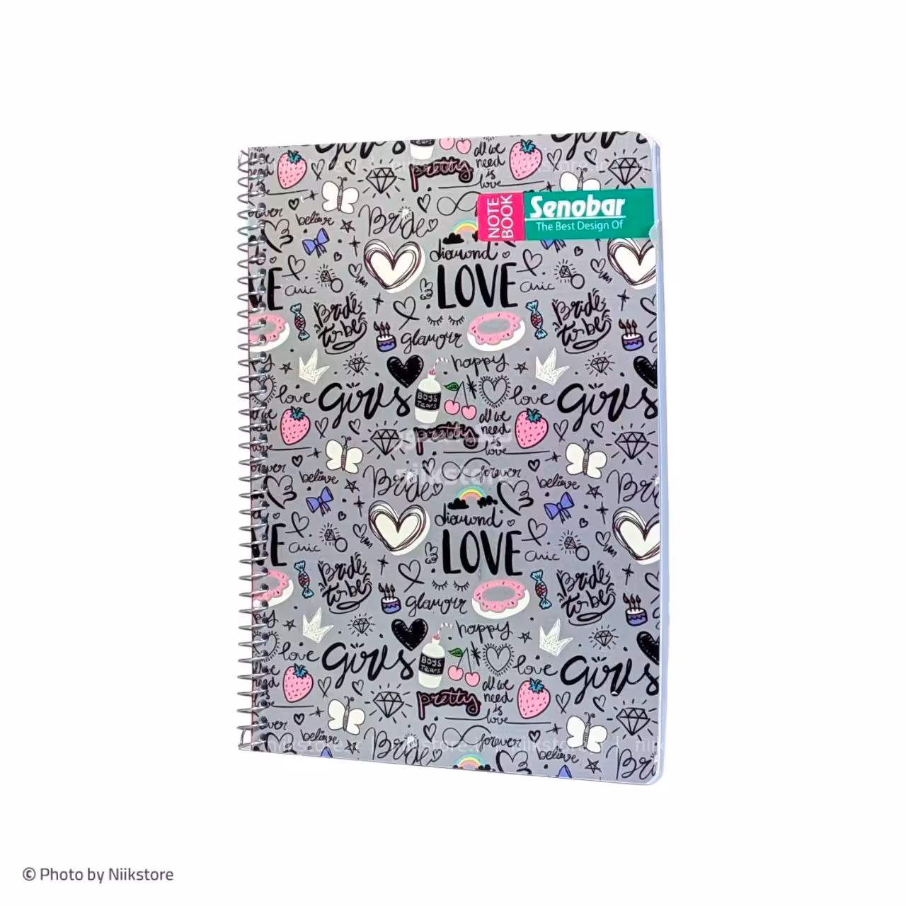 دفتر فنری 80برگ طلقی دوخط صنوبرقیمت نقدیsenobar 80sheets english notebook