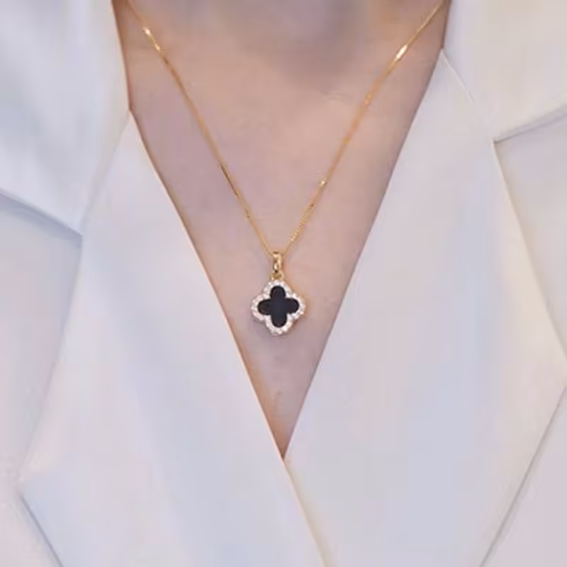 گردنبند استیل ونکلیف دو طرفه مشکی، سفید