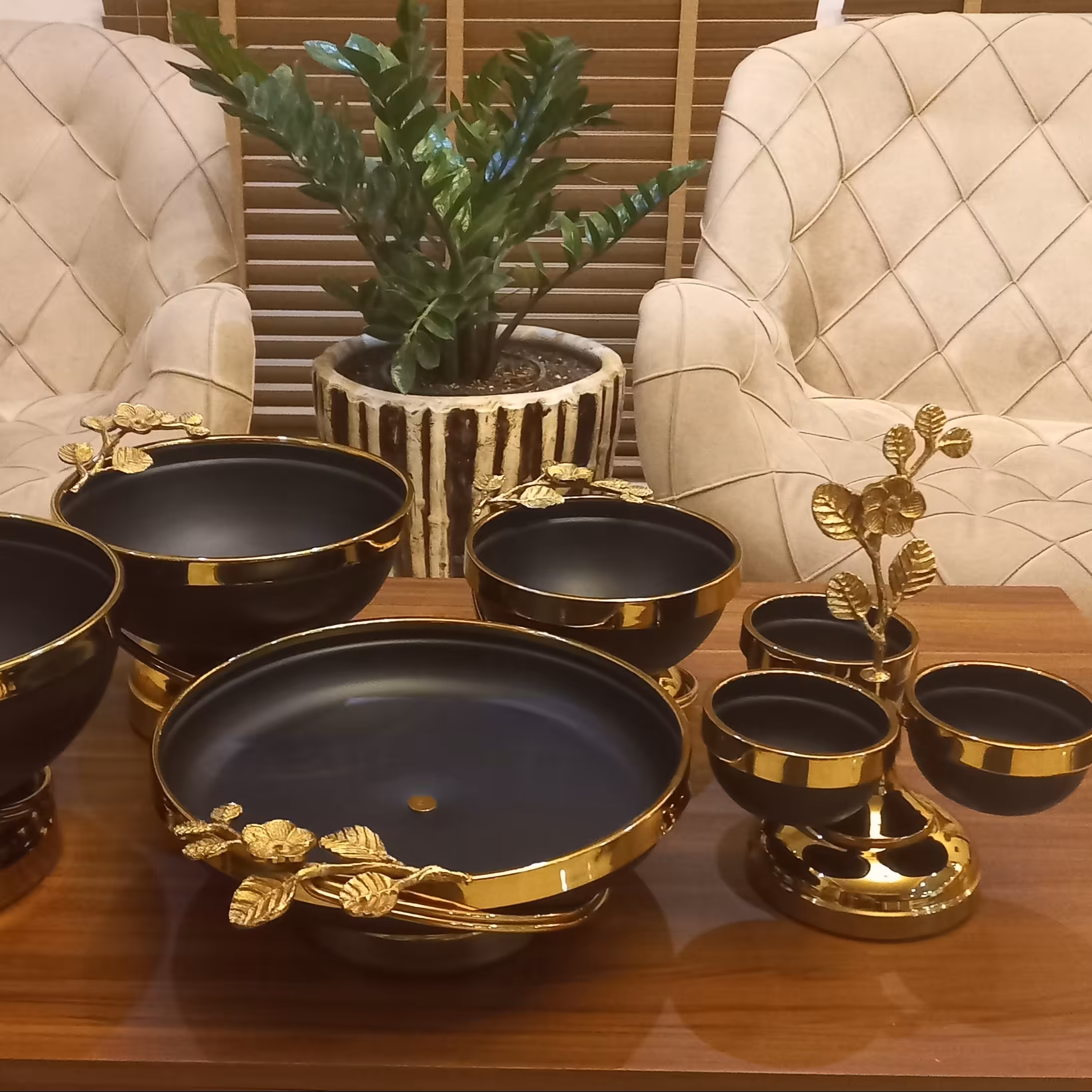 سرویس پذیرایی فلزی طرح  ارکیده 5تیکه