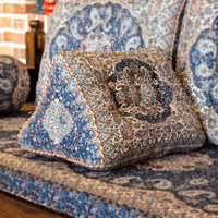 پشتی ترمه لمه مثلثی طرح سالار رنگ سرمه ای (یک جفت)