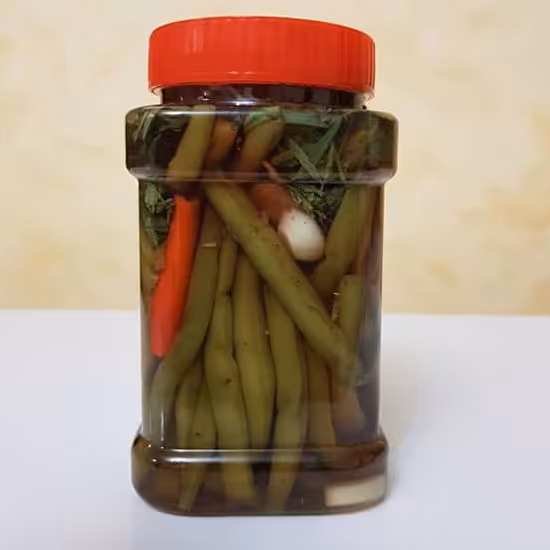 ترشی لوبیا سبز با سبزیجات معطر  نیم کیلویی