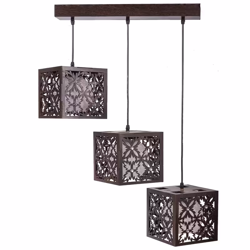 لوستر سه شعله -لوستر  مکعب -لوستر  سه تیکه اوپنی -لوستر میز ناهارخوری -لوستر ارزان - لوستر چوب -لوستر چوبی