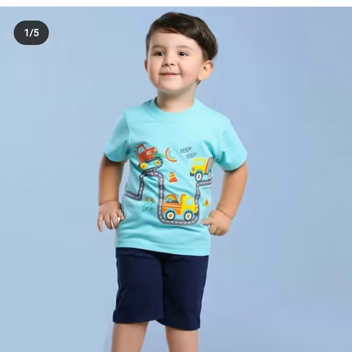 تیشرت شلوارک پسرانه طرح  ماشین و جاده