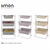 جا سیب زمینی و پیاز 2طبقه مستطیل  با جا سیری (تک رنگ )بامبو