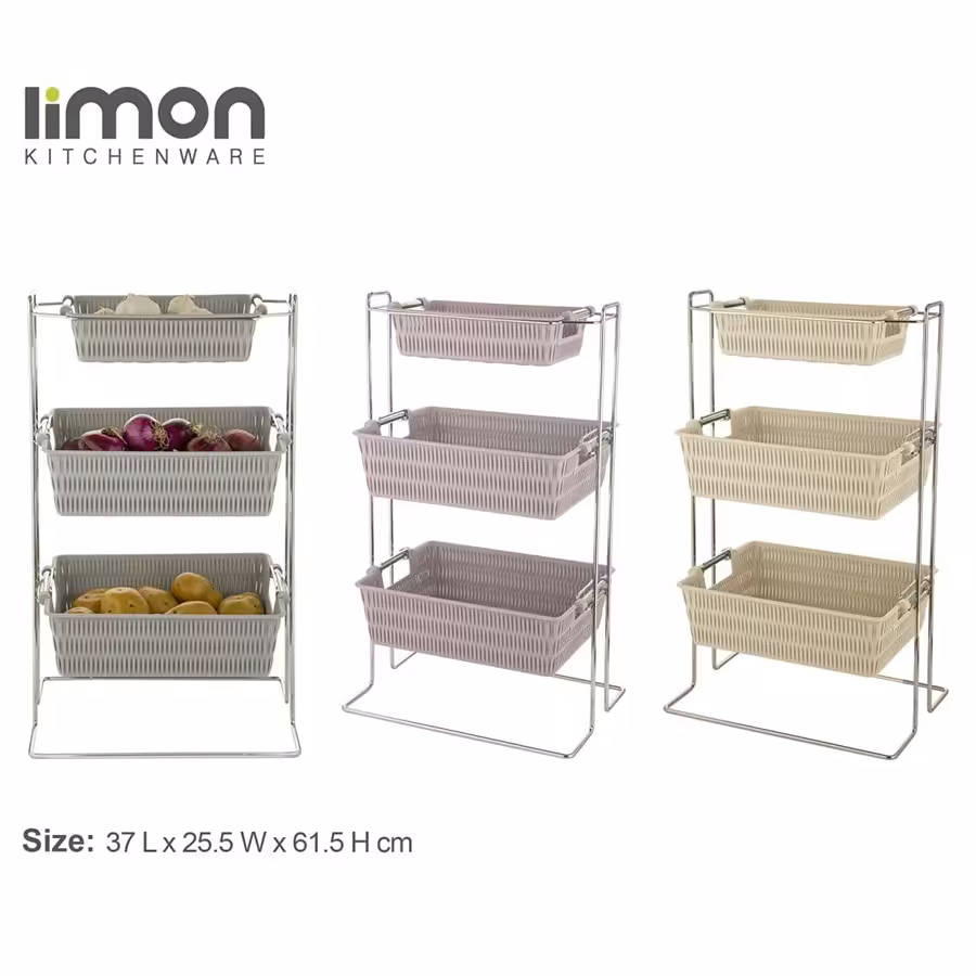 جا سیب زمینی و پیاز 2طبقه مستطیل  با جا سیری (تک رنگ )بامبو