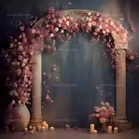 بک دراپ عکاسی عروس و داماد با گل صورتی | گرافیک با طعم تربچه