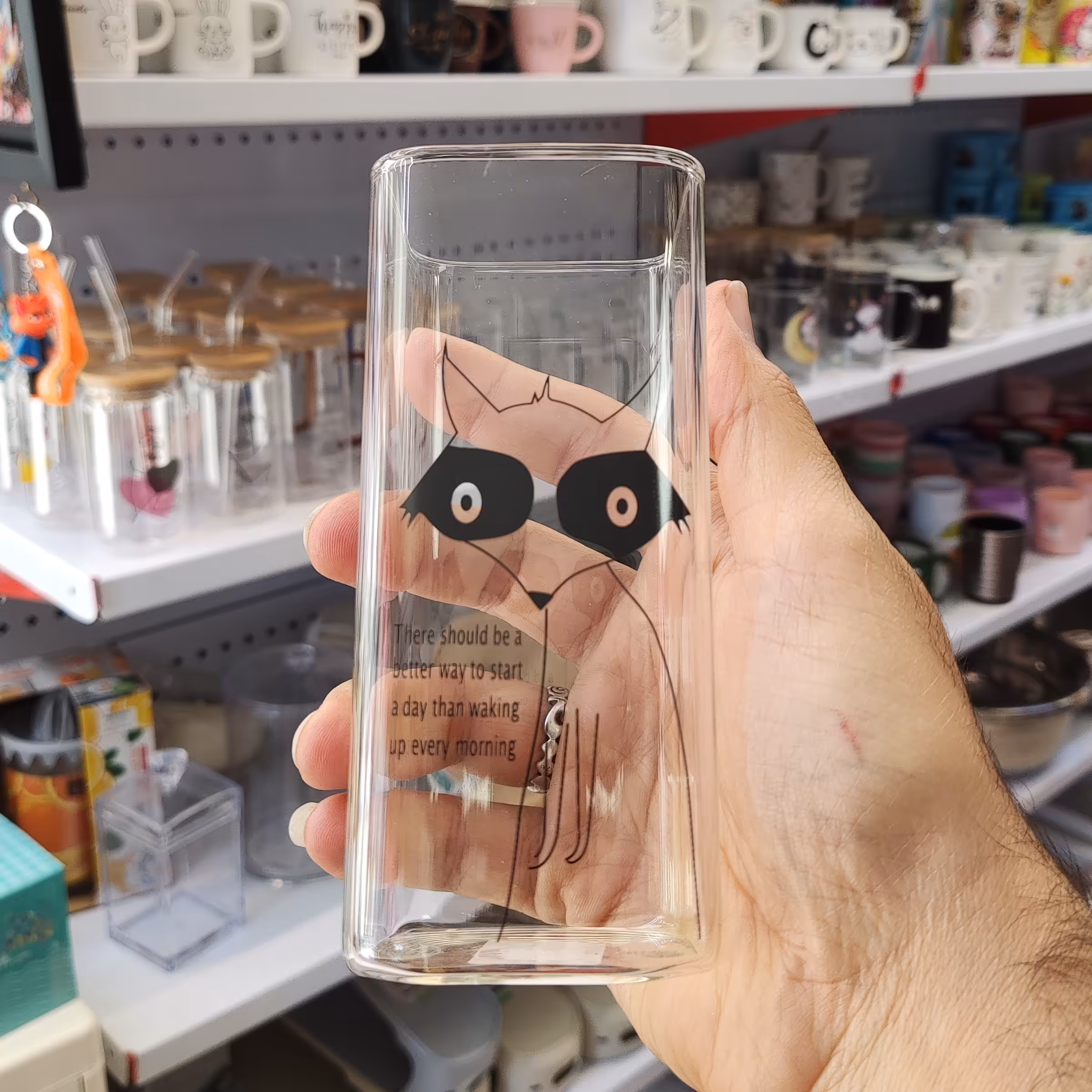 ماگ اسموتی شیشه ای  لیوان اسموتی پیرکس طرح روباه