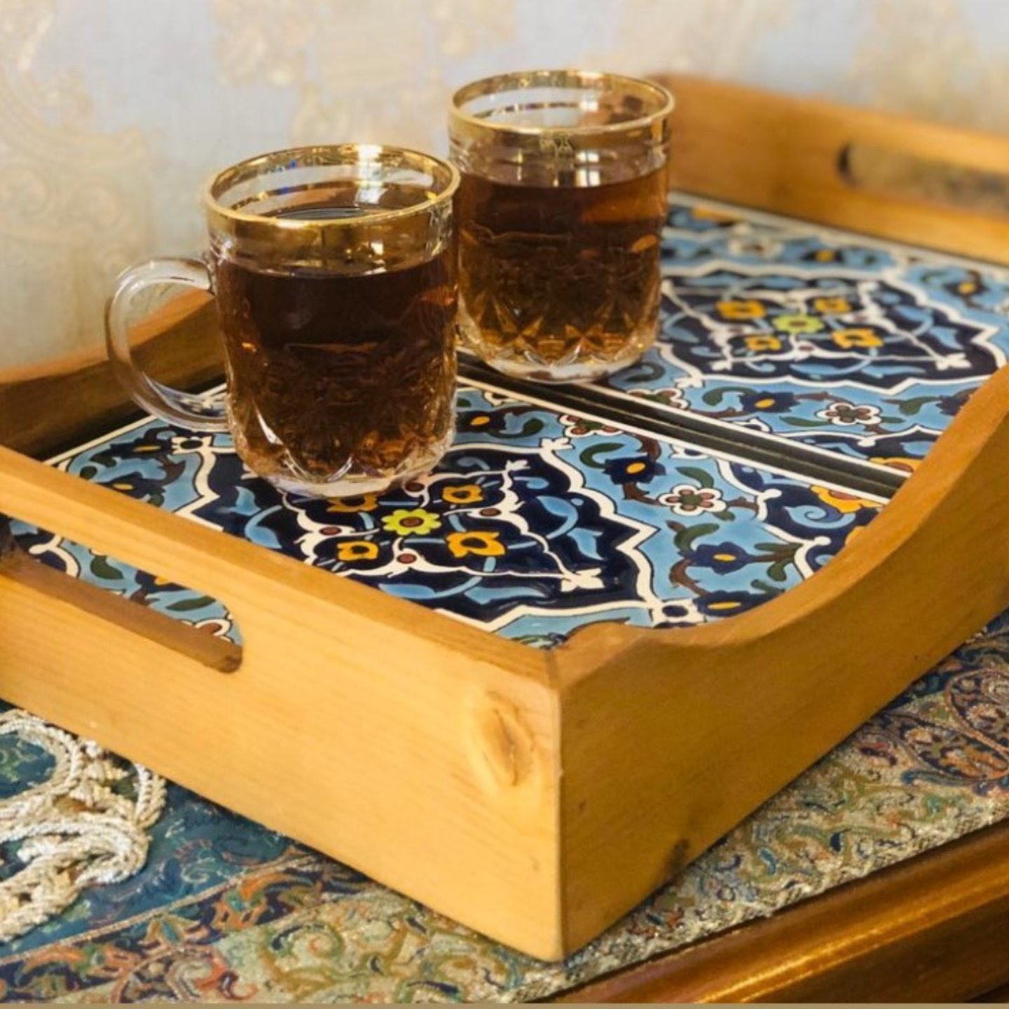 سینی ترکیب چوب و سرامیک