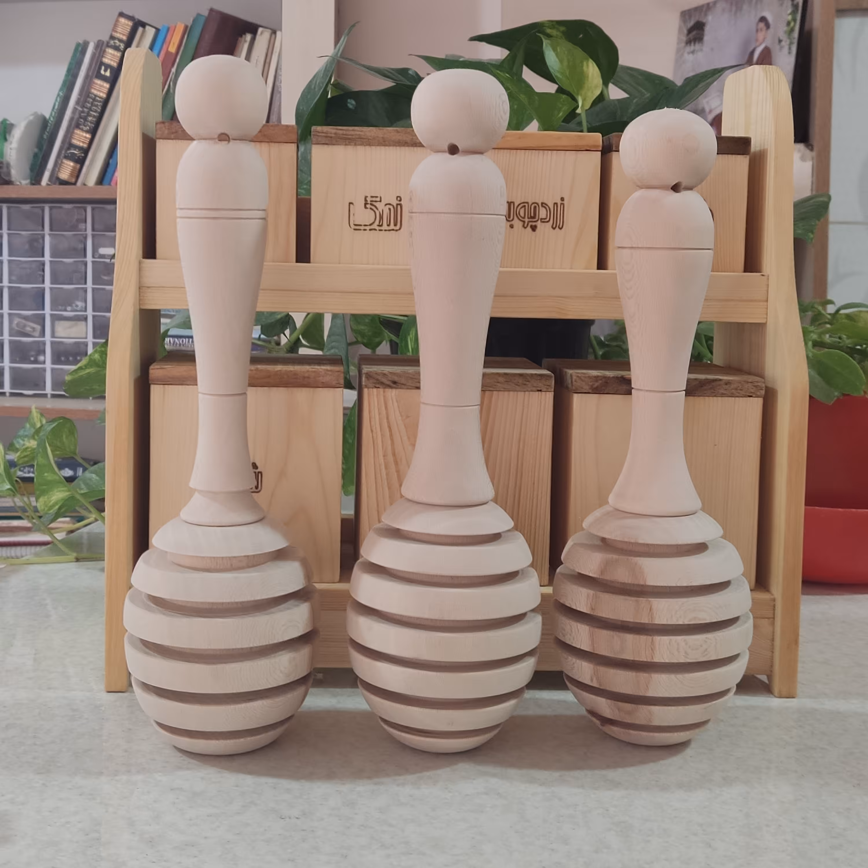 قاشق عسل چوبی بزرگ (30 سانتی) چوب چنار و دکوری