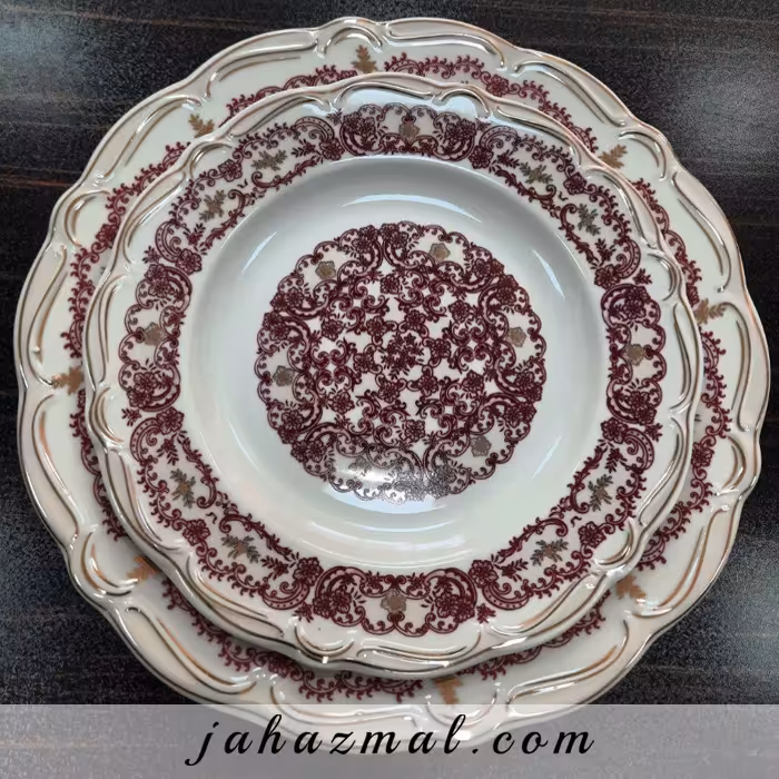 سرویس چینی پردیس طرح میلان صورتی 30 پارچه بن چاینا