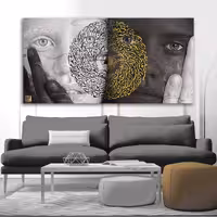 تابلو بوم تلفیقی نقاشیخط دیجیتال آرت گالری چارگوش  2922