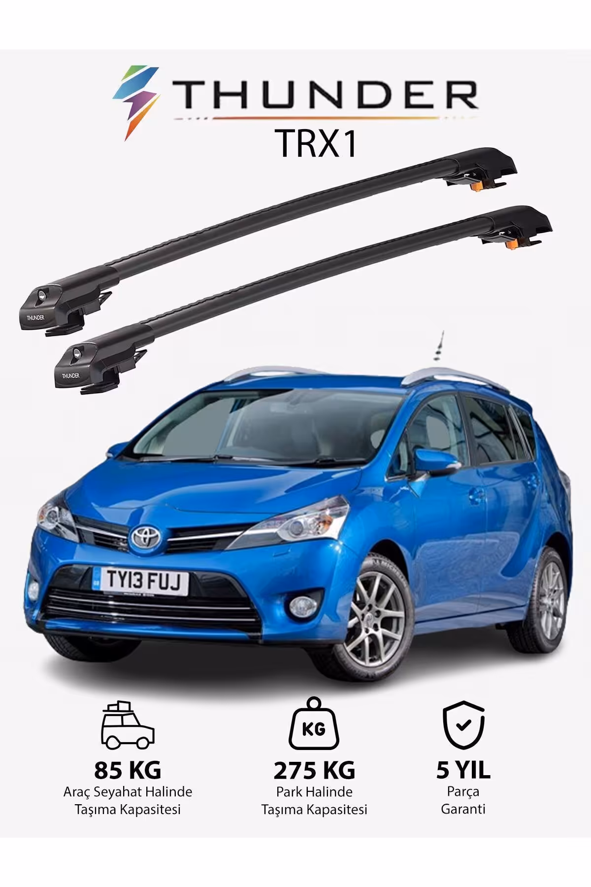 نوار محافظ خودرو خاکستری TOYOTA VERSO 2009 2018 TRX1 CARRIER LOOK CEILING BAR GREY Thunder