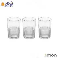 لیوان شیشه ای لیمون شیاردار 350 سی سی سه عددی 2217
