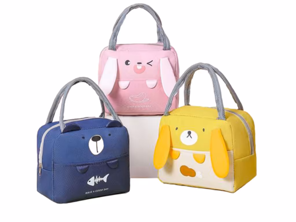 کیف ظرف غذای زیپی دارای بند دستی طرح دار کودک