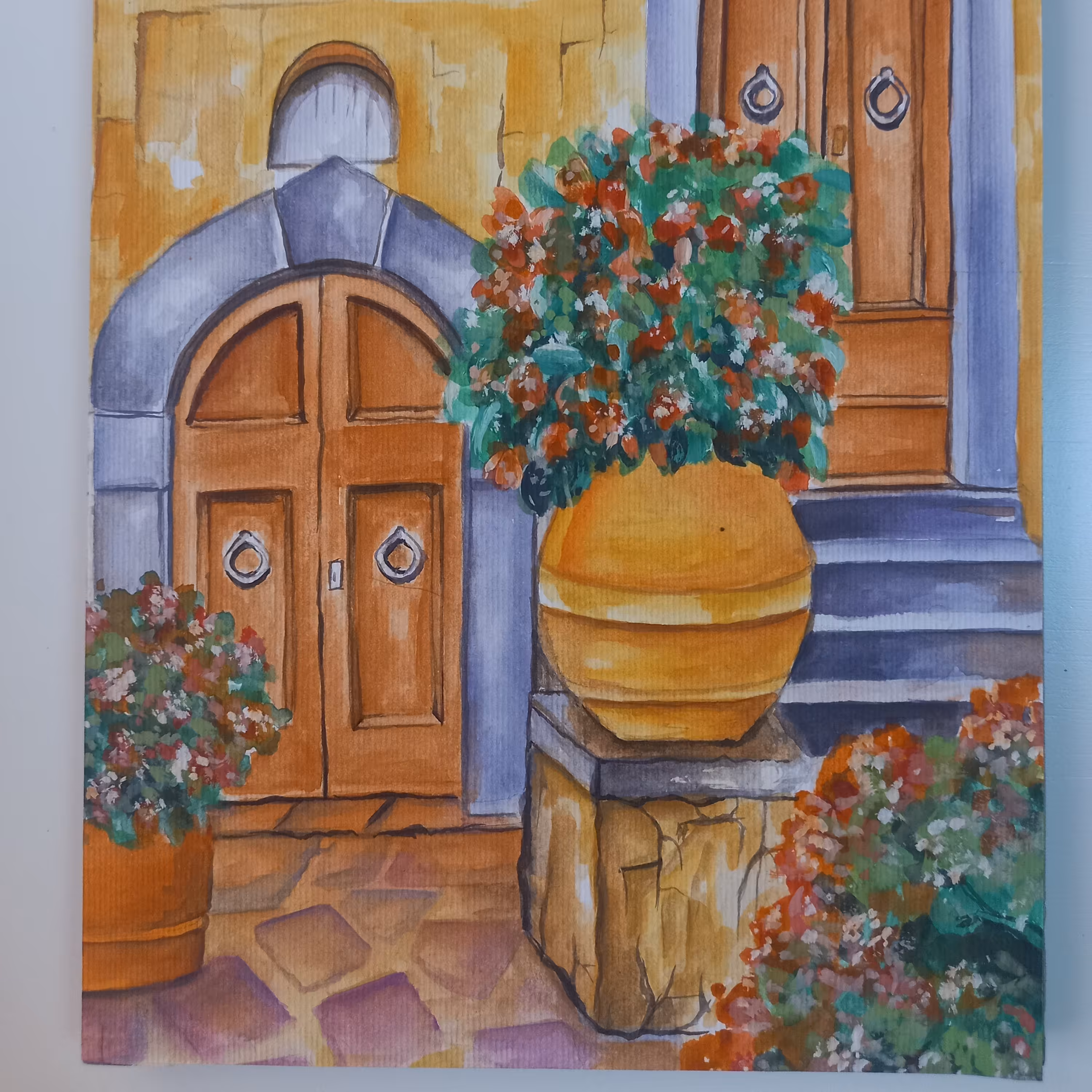 نقاشی زیبای آبرنگ منظره سایز 16در21