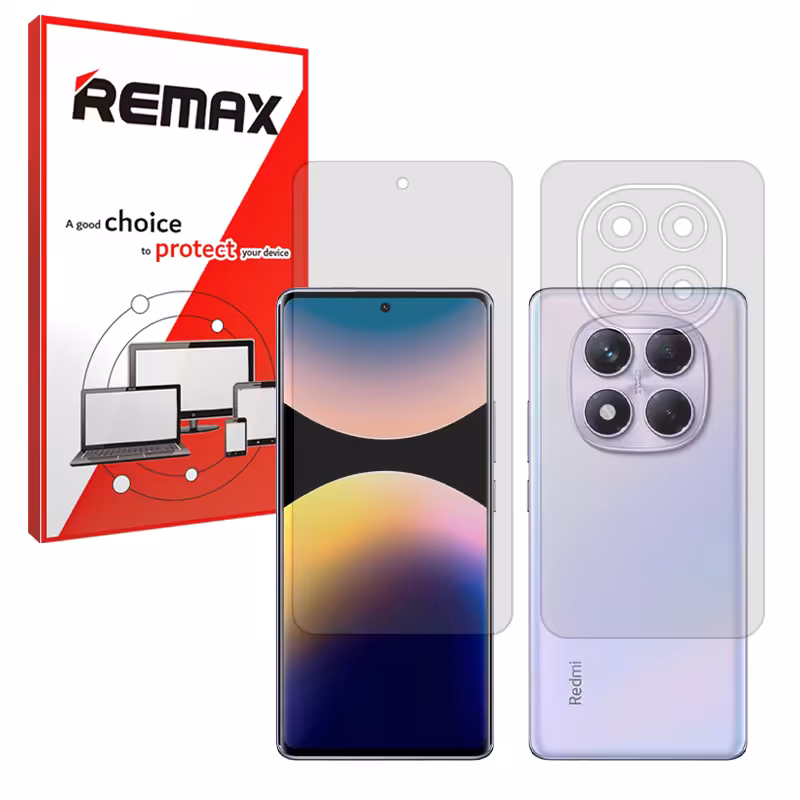 گلس صفحه نمایش و پشت گوشی شیائومی Redmi Note 14 Pro 4G مدل هیدروژلی مات برند ریمکس کد SS