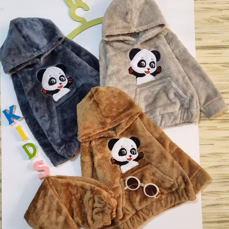 ست هودی و شلوار اسپورت بچگانه شیک و جذاب مناسب حدود سنی 2 تا 9 سال جنس تدی پشمالو رنگبندی زیبا و خوشگل 