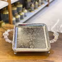 سینی مربع بدون تسمه نقره ای