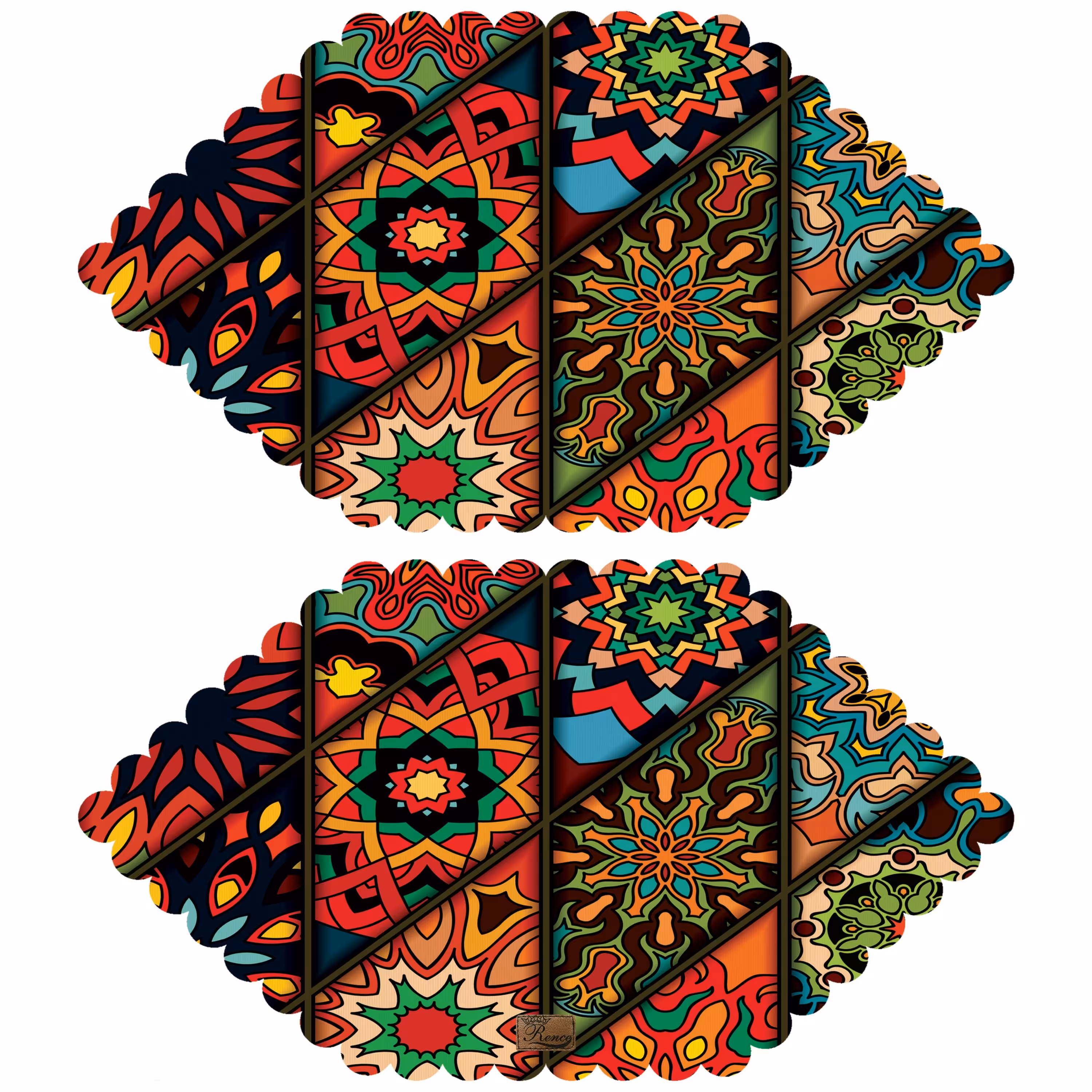 رومیزی مخمل طرح سنتی دو عدد سایز 30 در 50 مدل T5-542 شرکت رنس